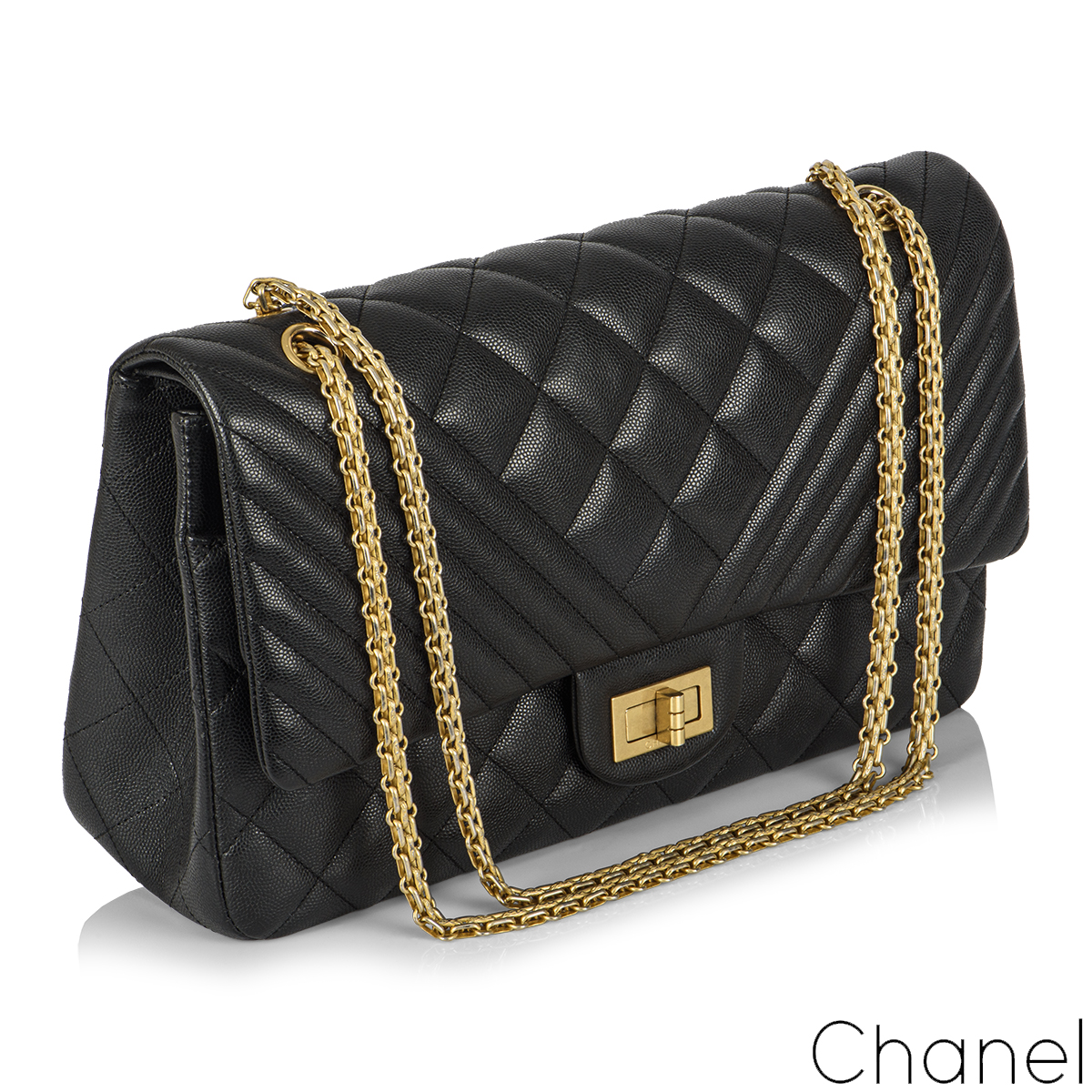 Chanel Black Quilted Caviar 2.55 Reissue 227 Double Flap Bag Ruthenium  Hardware, 2012 Available For Immediate Sale At Sotheby's